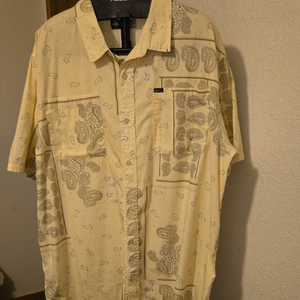 Men's Beige Paisley Button Down Shirt